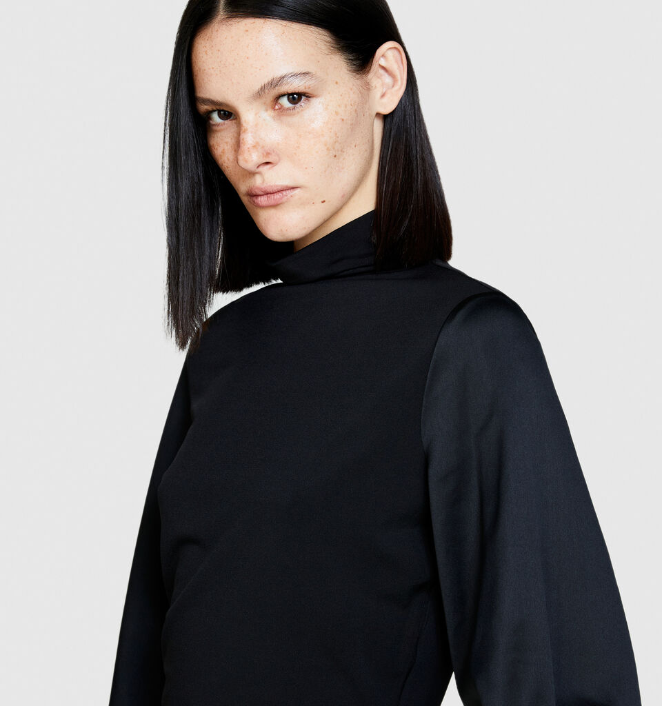 T-shirt with balloon sleeves - women's long sleeve t-shirts - Black | Sisley image number 5